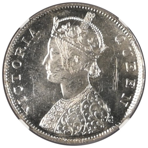 1862年（M）英領インド ヴィクトリア女王 1ルピー銀貨 マドラス造幣局