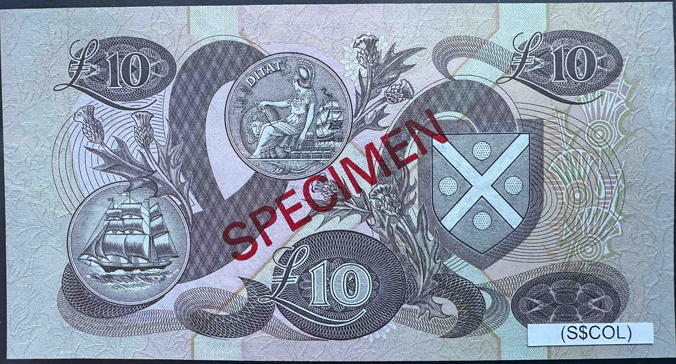 Thumbnail: PMG66 EPQ Bank of Scotland 10 Pound Note SPECIMEN 1992-94 Pick#117s