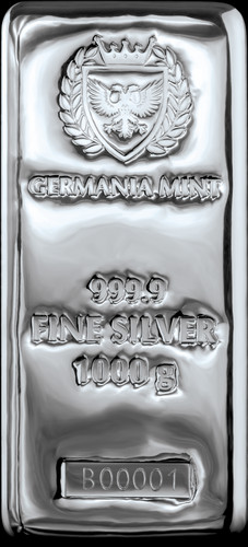 1KG ジャーマニア・ミント製 純銀 インゴット 9999[purity: 99.9