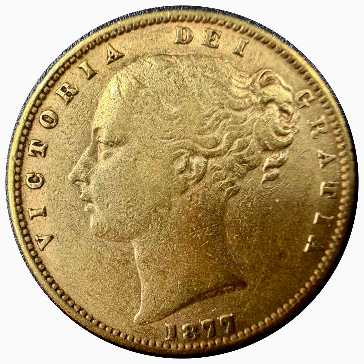 1877年Sミント イギリス ヴィクトリア女王 1ソブリン金貨 シールドリバース ゴールドソブリン|GoldSilverJapan