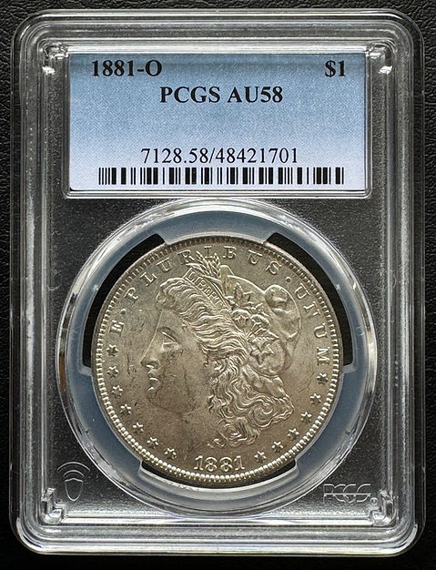 美国摩根银元 1881 年版 AU58 PCGS 评级 | GoldSilverJapan
