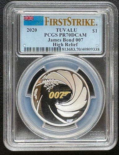 2020年 ジェームスボンド 007 1oz 銀貨PCGS 鑑定済み最高グレード 2020年 ジェームスボンド 007 『First strike』 1oz 銀貨 PCGS