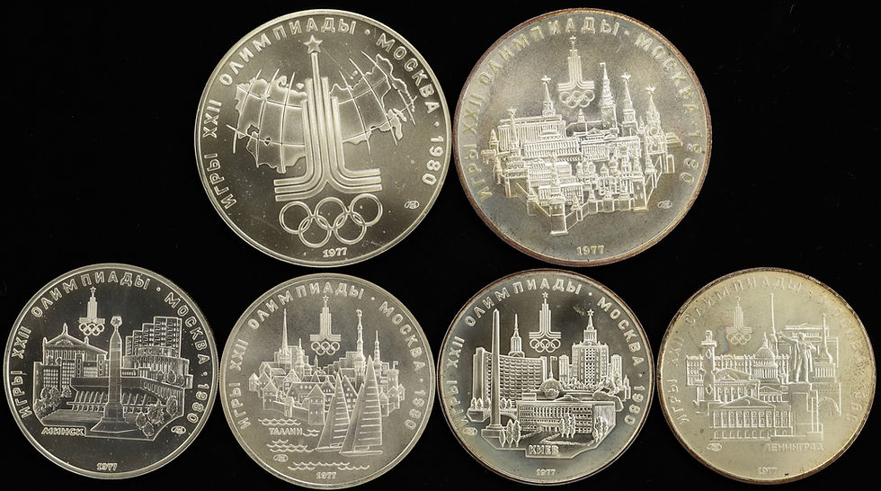 섬네일: ソ連 1980年モスクワオリンピック記念銀貨 6枚セット 5・10ルーブル オリジナルケース付 | USSR Moscow Olympics Coin