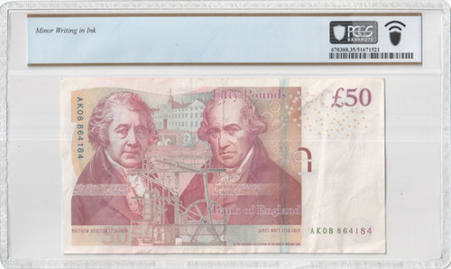 イギリス銀行 50ポンド紙幣 PCGS Choice VF35 鑑定済みノート