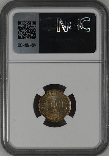 英領マラヤ 10セント銀貨 1939年 Malaya 10 Cents NGC MS62