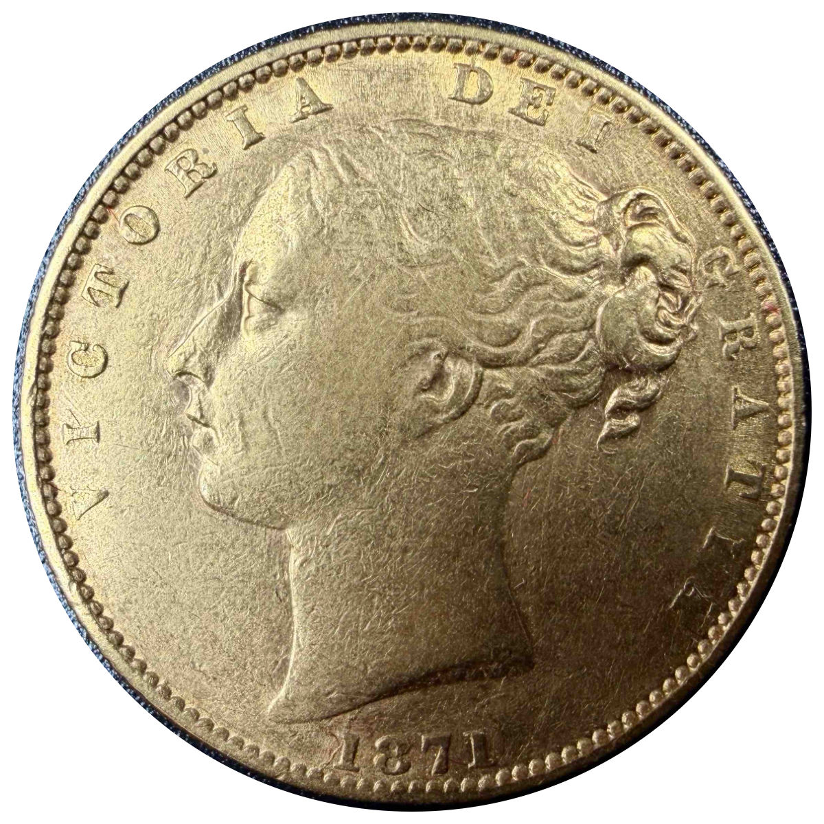 1871年Sミント イギリス ヴィクトリア女王 1ソブリン金貨 シールドリバース|オーストラリア・シドニー造幣局発行 ゴールドソブリン