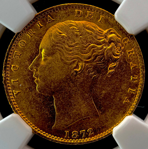 1872年 メルボルン造幣局発行 オーストラリア 1ソブリン金貨 シールド