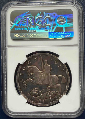 1935年 英国 ジョージ5世 ジュビリークラウン銀貨 NGC PF63 Raised