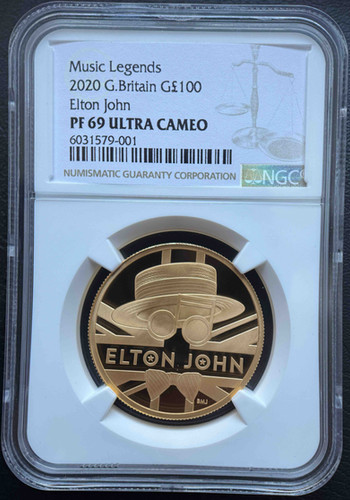 2020年 イギリス 100ポンド金貨 プルーフ ミュージック・レジェンズ