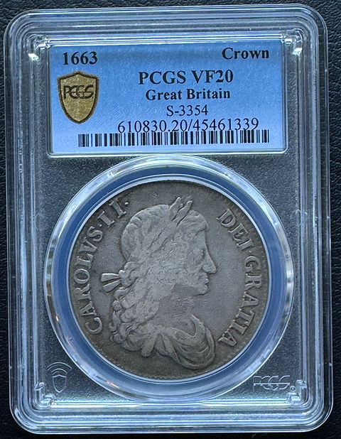 1663年（1660~1685）イギリス クラウン銀貨Charles II チャールズ2世