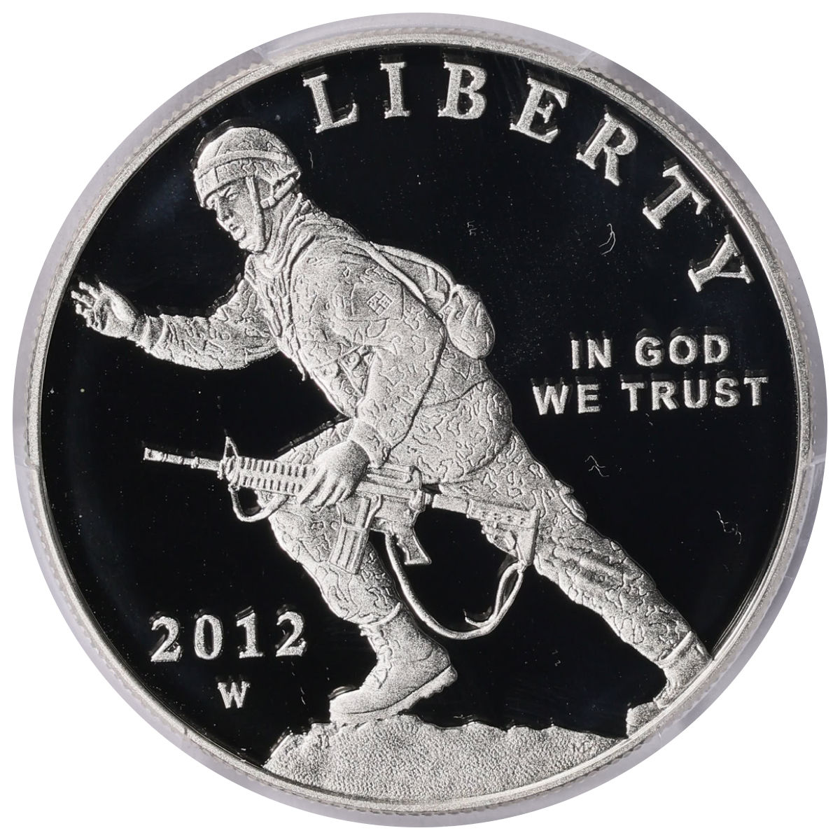 Moneda conmemorativa de plata de la Infantería del Ejército de EE. UU. de 2012-W PCGS PR70DCAM - OroPlataJapón