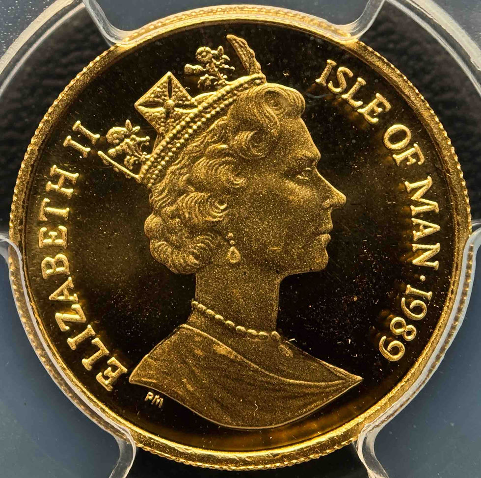 縮圖：1989年马恩岛1/5克朗金币，波斯猫图案，PCGS认证PR69DCAM（精制69级深浮雕）