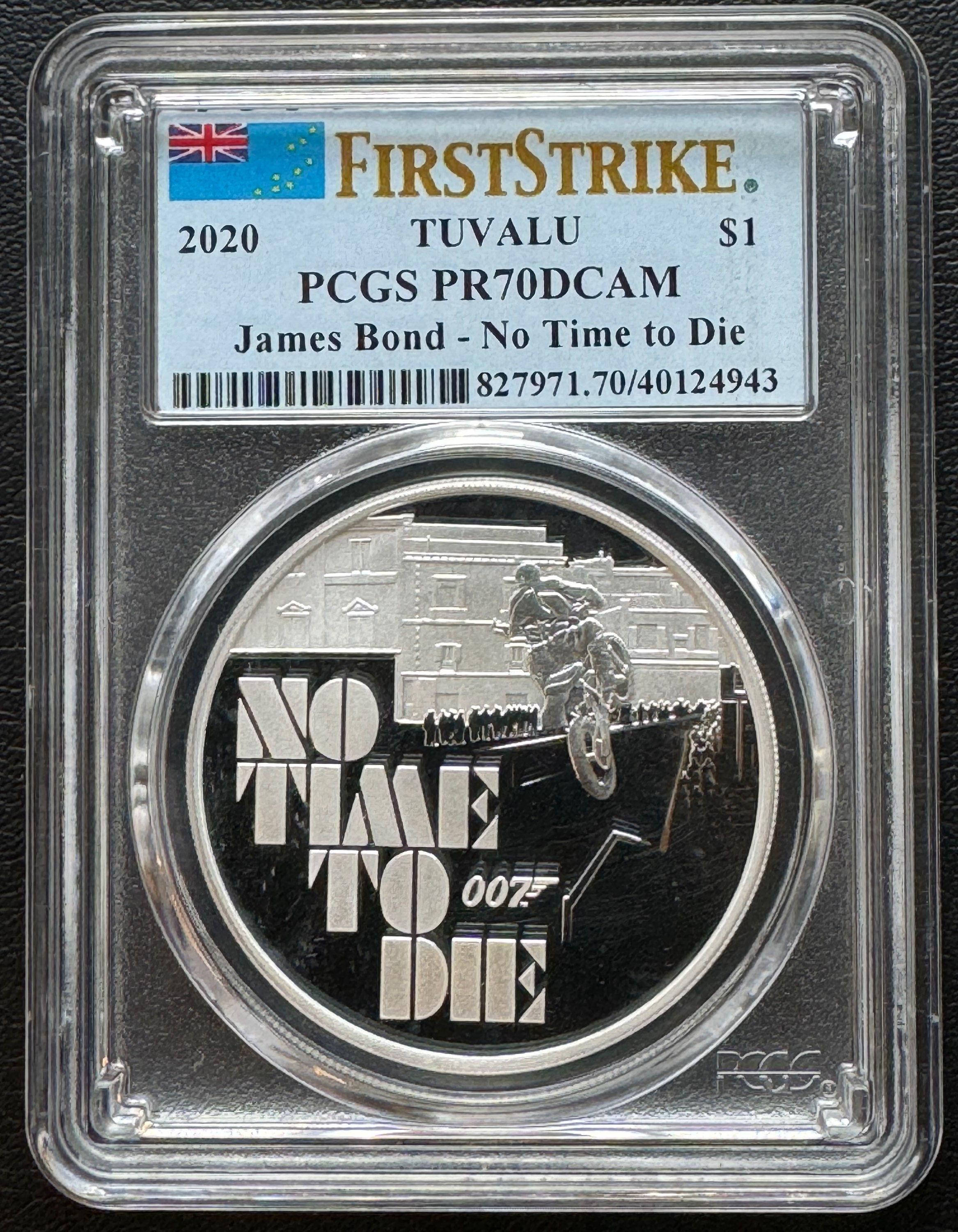 2020年 ジェームスボンド 007 『NO TIME TO DIE 』 1oz 銀貨PCGS 鑑定済み最高グレード