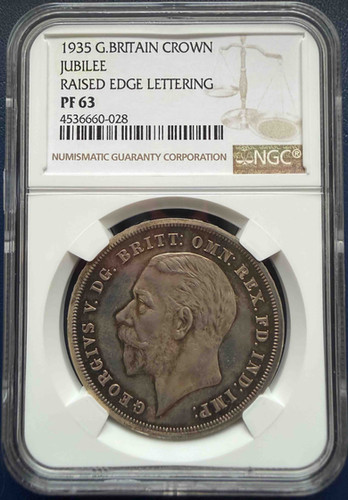 1935年 英国 ジョージ5世 戴冠記念 銀メダル NGC MS61原色トーン 1935年 英国 ジョージ5世 ジュビリークラウン銀貨 NGC PF63 Raised