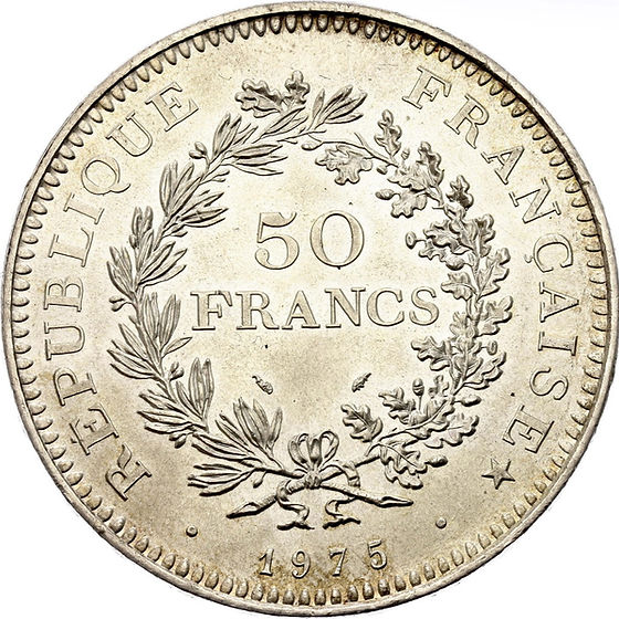 【フランス】ヘラクレス50フラン極大型銀貨(1976年) フランス 50フラン銀貨（ヘラクレス／Hercules） | GoldSilverJapan