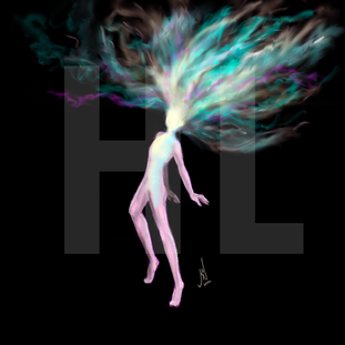 Digital Illustration of a person experiencing an energy explosion of the mind