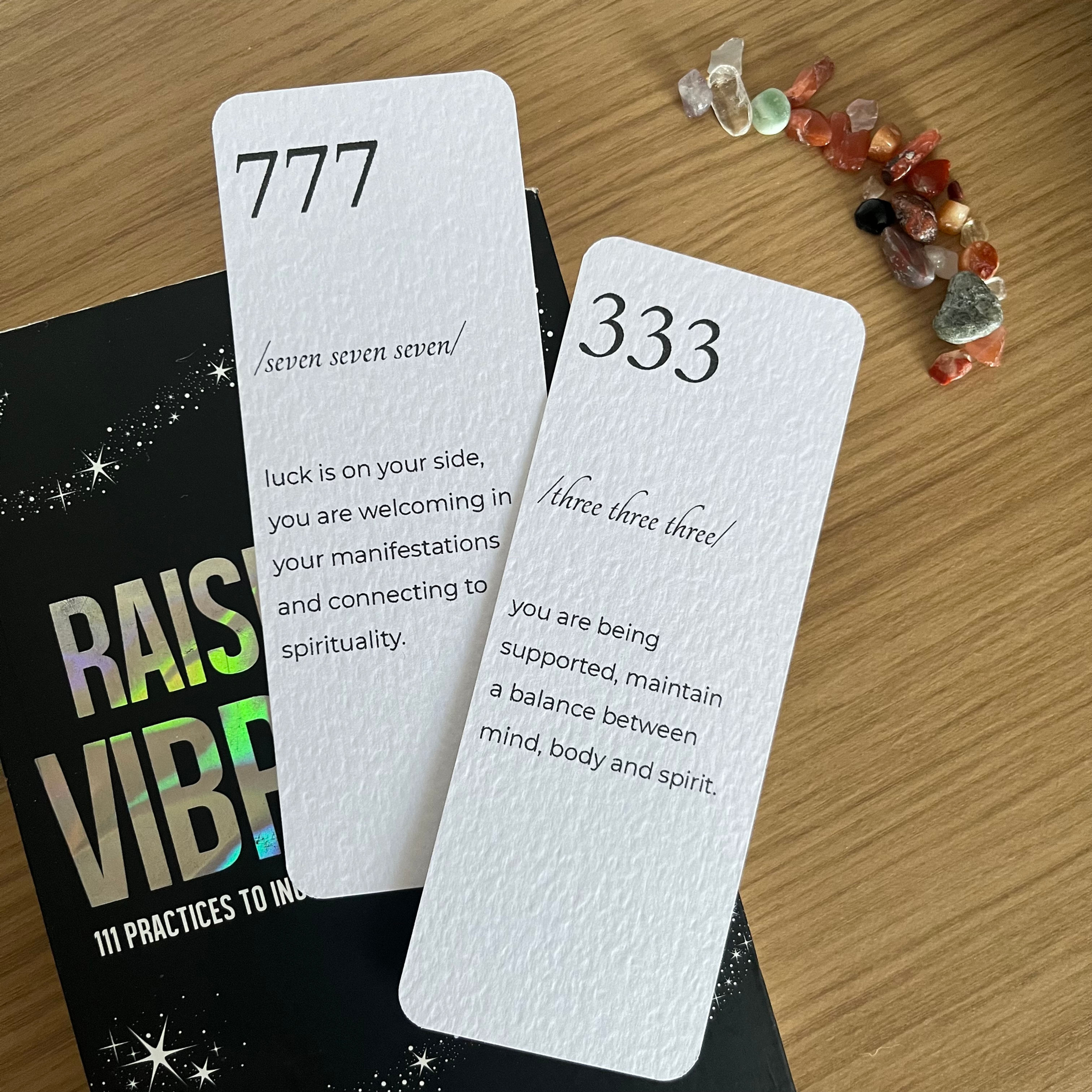 Angel number bookmarks with their meanings, angel numbers 777 and 333