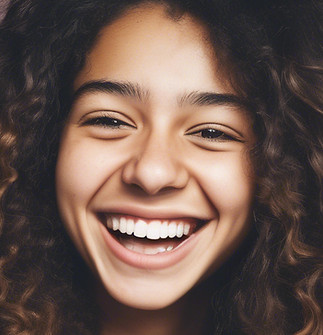 AI generated image of Kylie, a young, happy, college-aged woman.