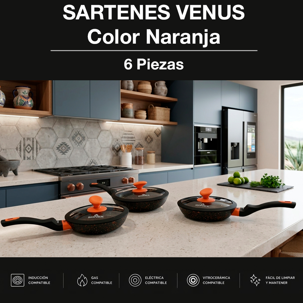 Sartenes Venus Color Naranja (6 Piezas)
