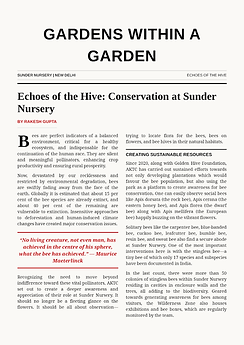 Gardens within a Garden magazine, May 2026: "Echoes of the Hive: Conservation at
Sunder Nursery" — Golden Hive Foundation feature