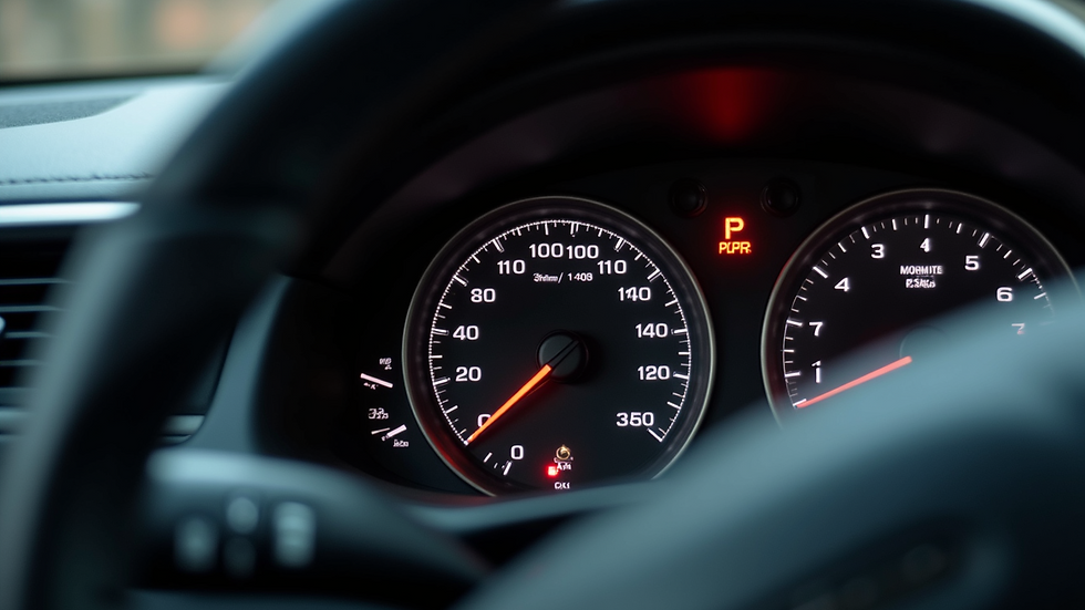 Close-up view of a car dashboard showing maintenance indicators