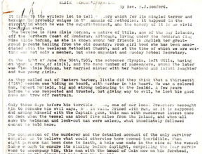Elsie Morgan's heroism by Rev. F.J. Bomford, typrewritten in Utila in 1905