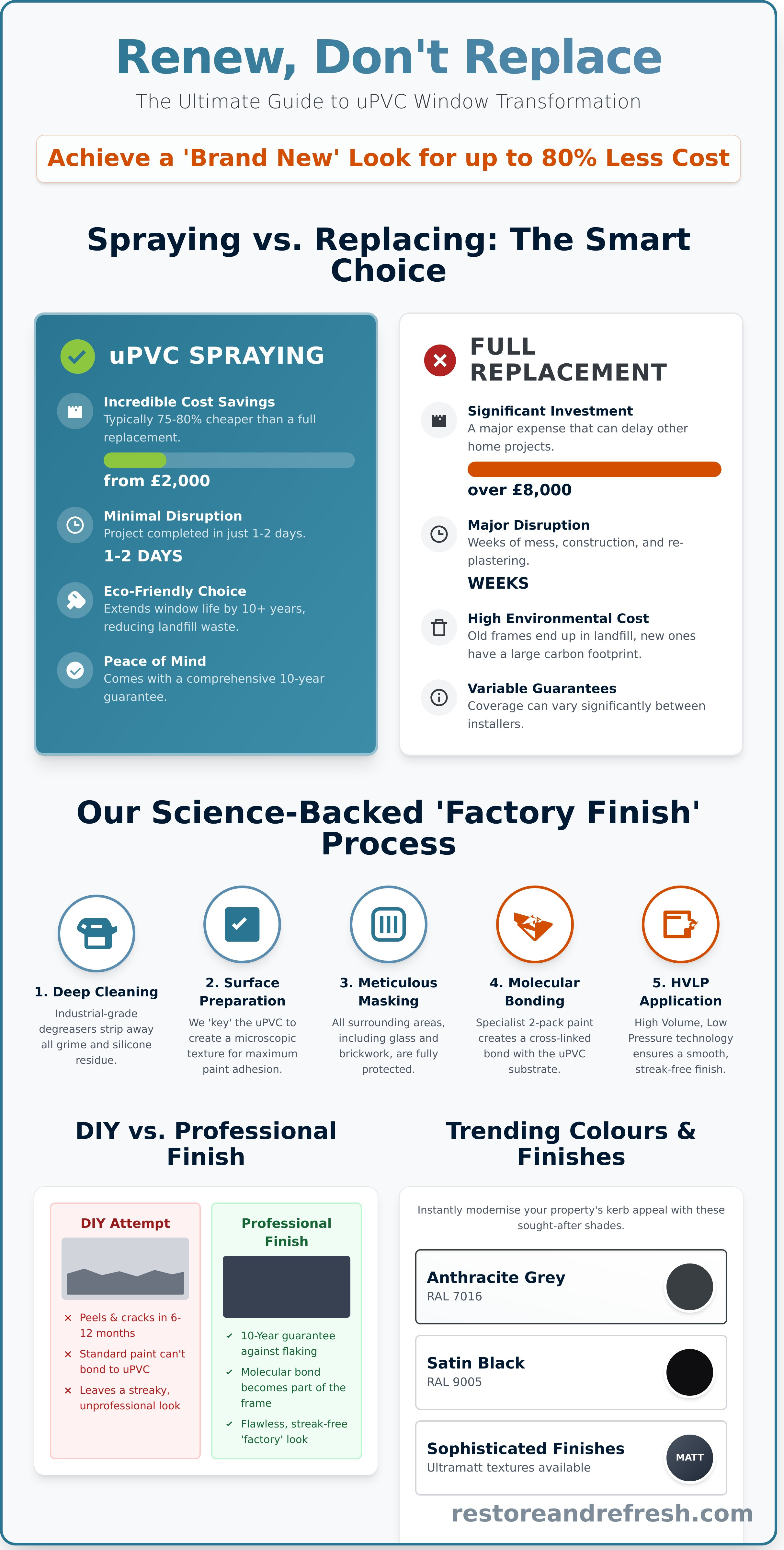 Upvc window spraying infographic - visual guide