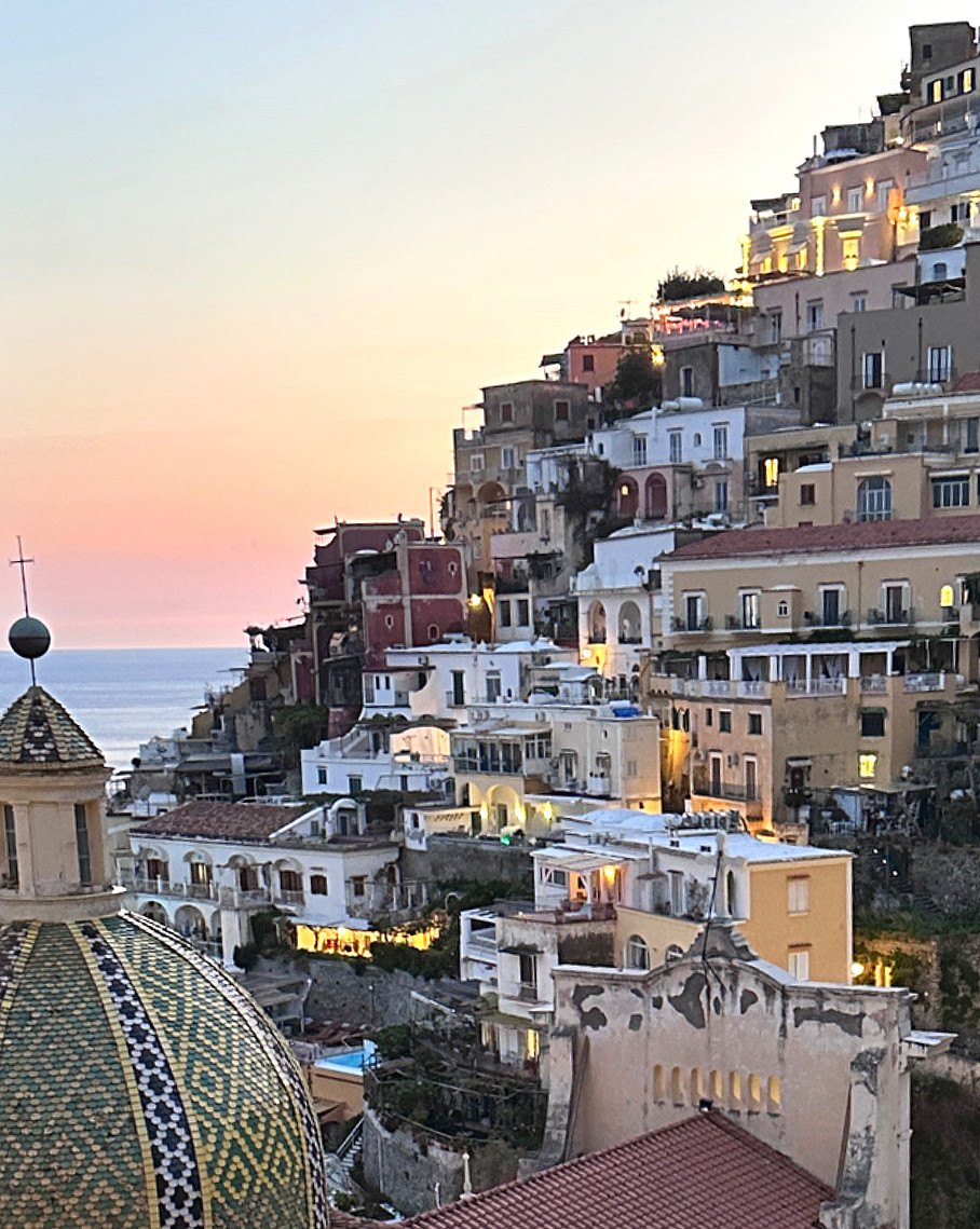 Positano, Italy coast at sunset