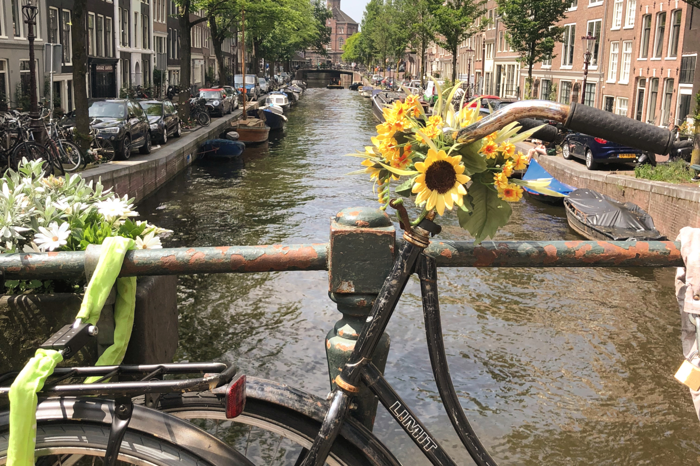 a bike on a canal in amsterdam