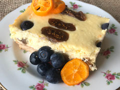 Blueberry, Fig & Zesty Mandarin Baked Yoghurt Cheesecake Slice