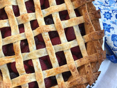 Rhubarb, Cherry & Strawberry Balsamic Pie