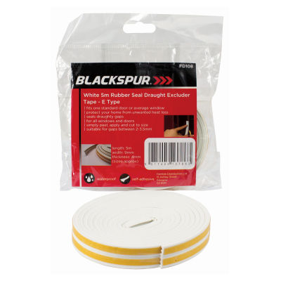 White 5m Rubber Seal Draught Excluder Tape - E Type