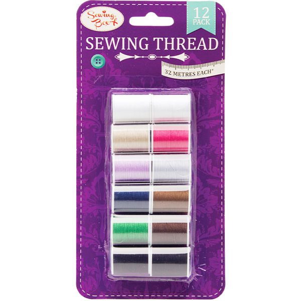 Sewing Box Assorted Colour Sewing Thread 12 Pack