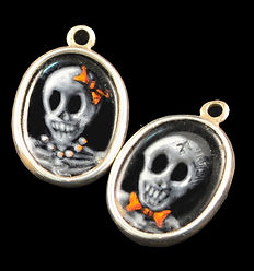 Boucles d'oreille émail peint couple de squelettes