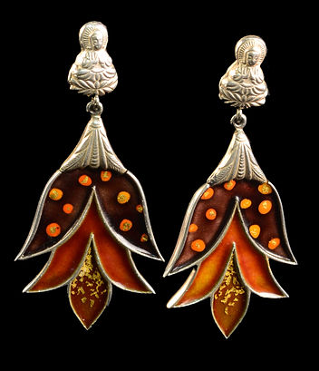 Boucles d'oreille émaillée buddha