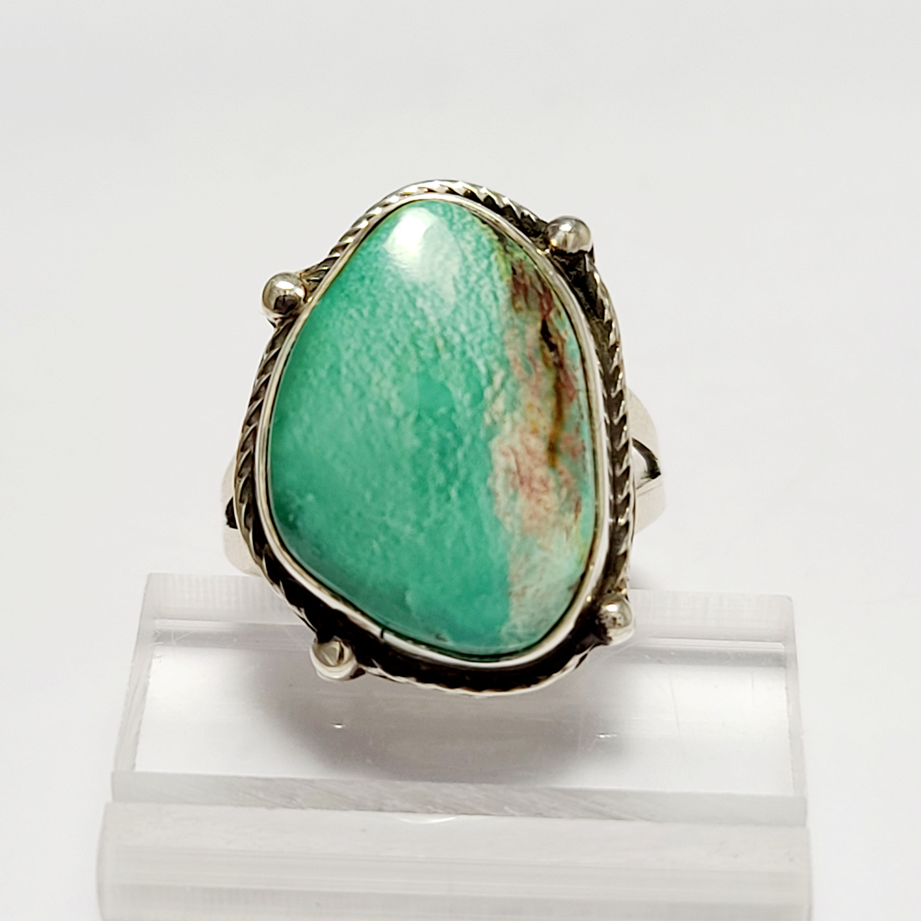 Sz 8 3/4, James Bahe Fox Turquoise Ring