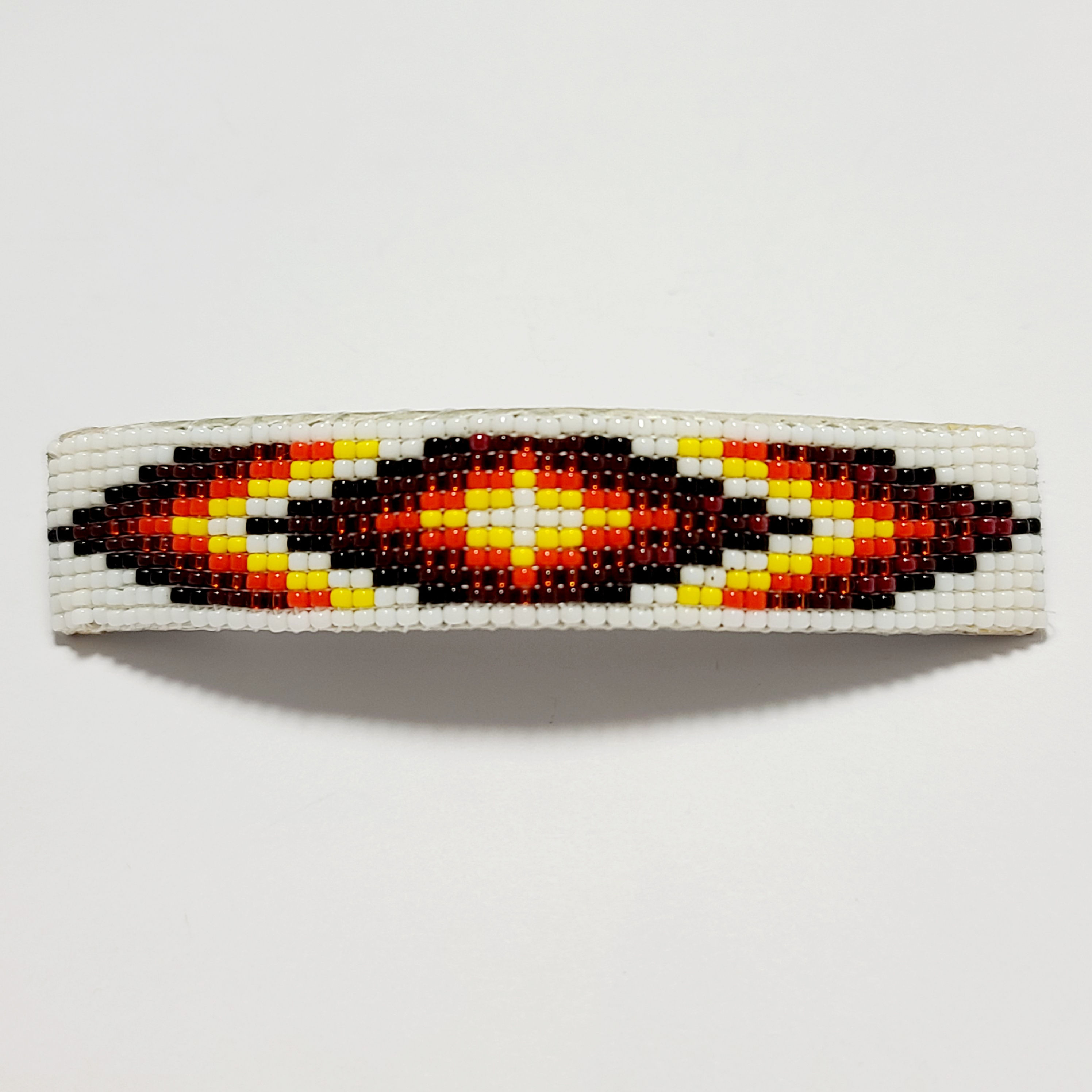 White And Fire Colored Beaded Barrette