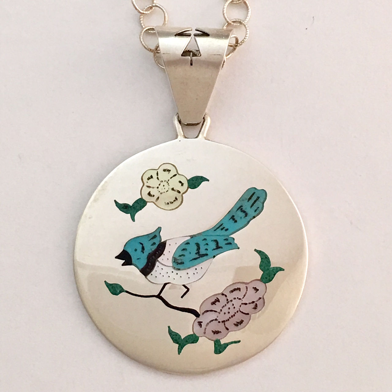 Navajo Sterling Silver Turquoise Bird Inlay Pendant