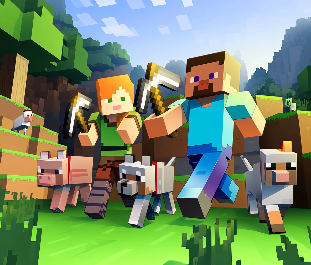 bambuchii_Minecraft_characters_including_Steve_and_Alex_in_an_a_3f9df87c-86db-491a-966e-ef