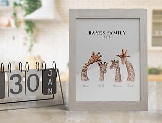 family prints, personalised prints, animal prints, giraffe, mothers day gift, cute gift