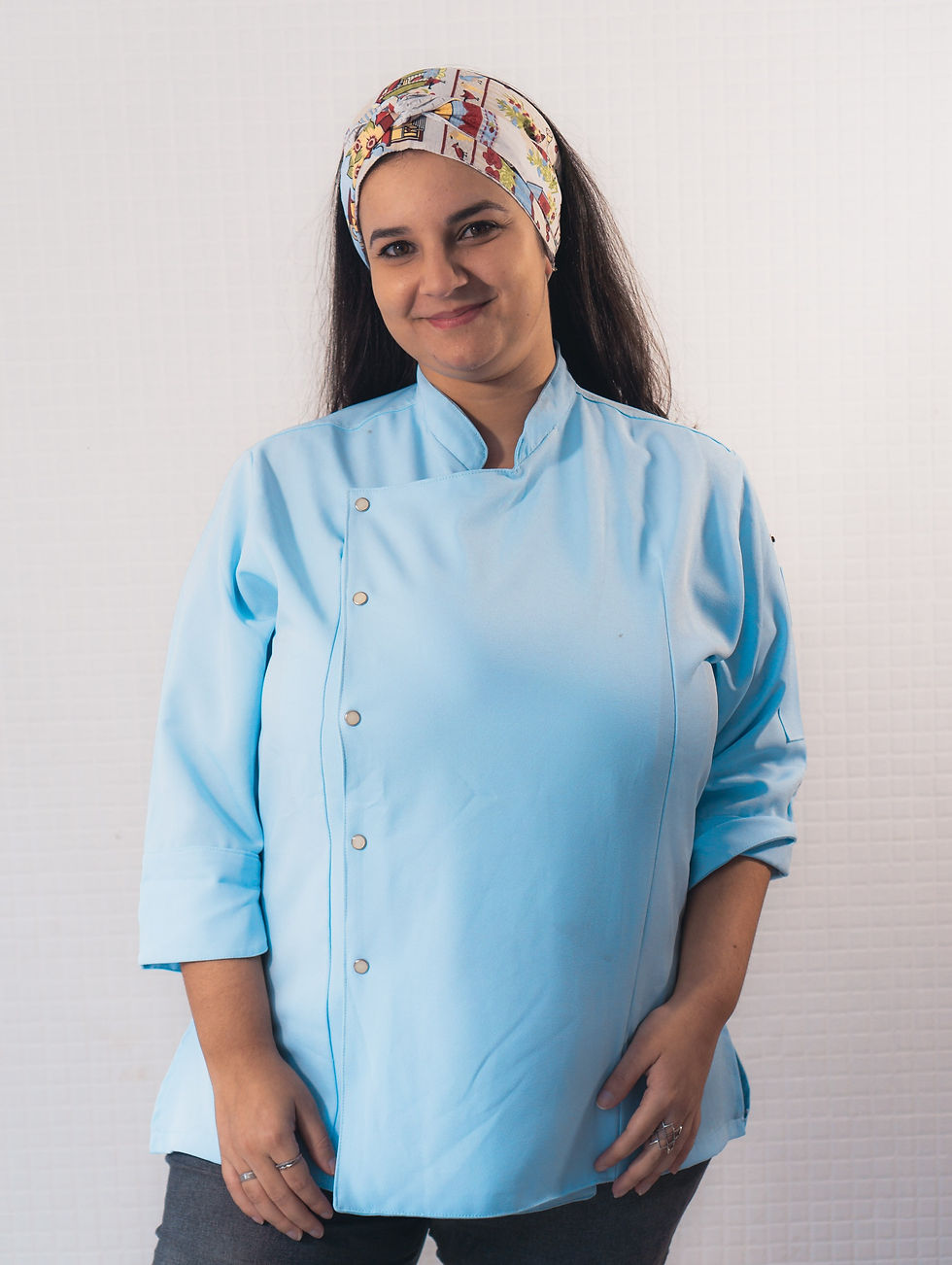 Miniatura: Frete dólmã de gabardine azul turquesa