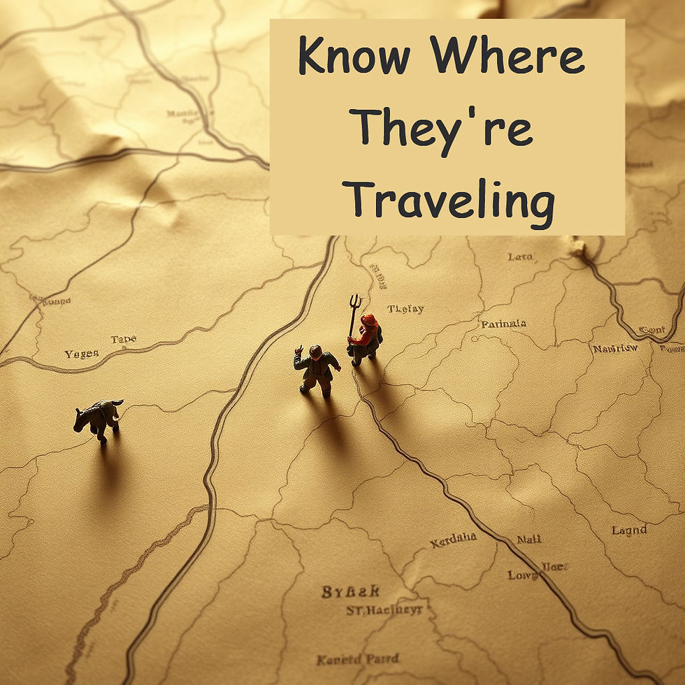 Characters traveling on a map