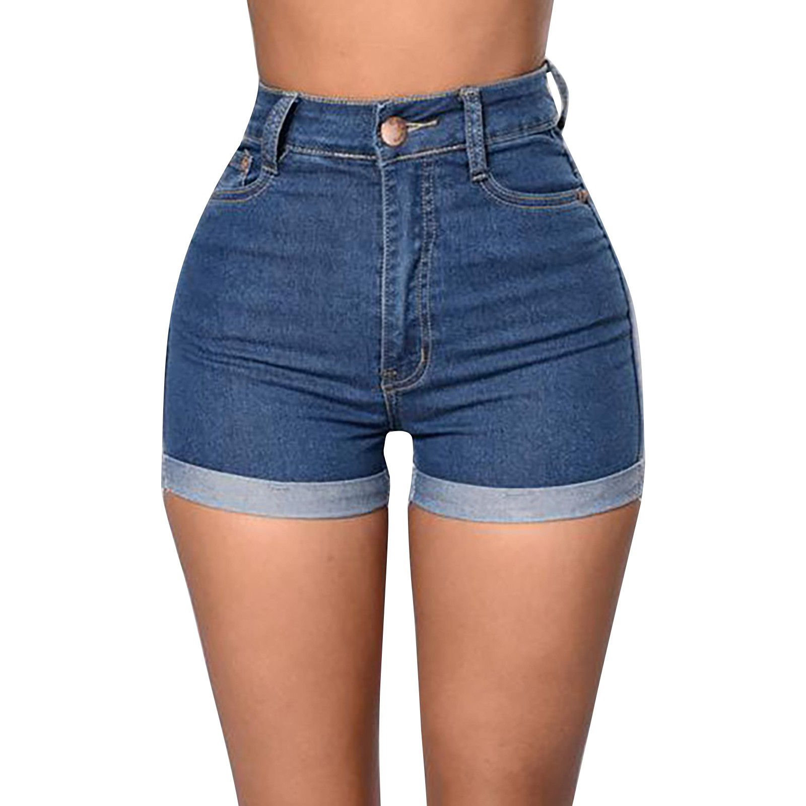 High-Waisted Distressed Denim Shorts