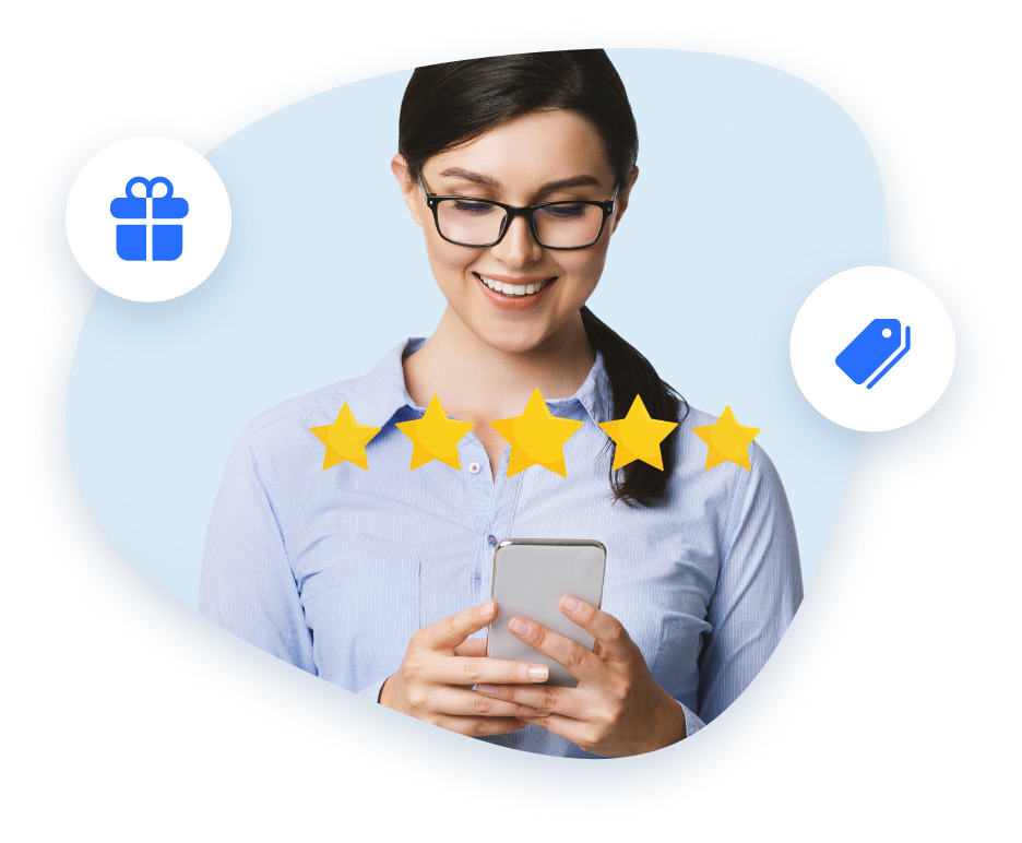 happy customer with a positive feedback
