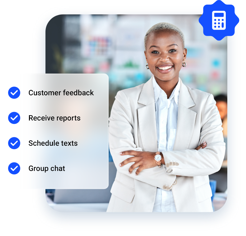 An accountant happy with text marketing features