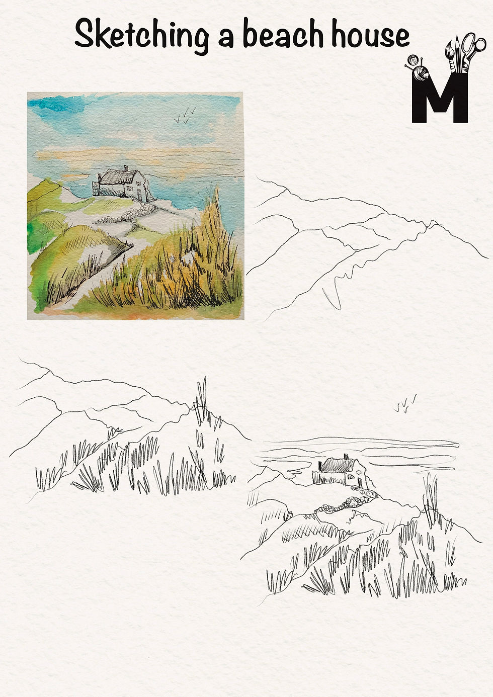 Beach house sketch template