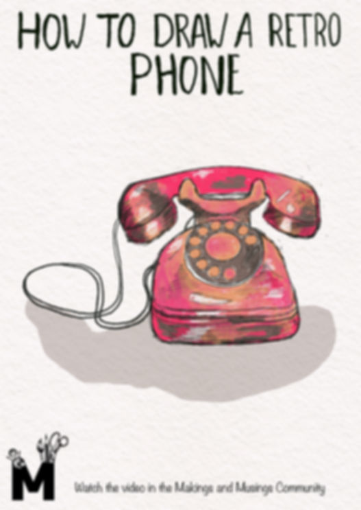 How to Draw: a Retro Phone - Sketch template