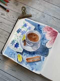 S sketchbook page made in the Makings and Musings online art community with art classes for beginners