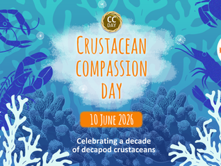 Celebrate Crustacean Compassion Day design with blue crustacean animals