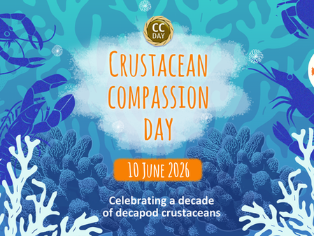 Celebrate Crustacean Compassion Day design with blue crustacean animals